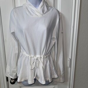 Kate Spade hooded blouse peplum top white top size l